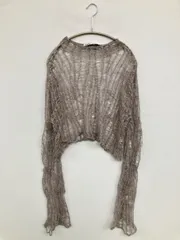 ZARA ザラ ニット/セーター S ブラウン ナイロン ニット 無地 長袖 ショート丈 クルーネック(丸首) レディース