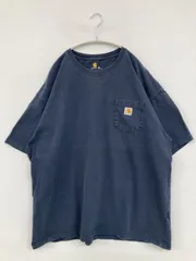 Carhartt カーハート Tシャツ/カットソー 2XL ネイビー 無地 ワンポイント ブランドロゴ ミドル丈 半袖 クルーネック(丸首) メンズ