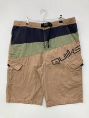 QUIKSILVER クイックシルバー カーゴパンツ XL ベージュ ハーフ・ひざ丈 コットン ボーダー柄 ブランドロゴ スタンダード レギュラー ウエストゴム・紐 メンズのサムネイル