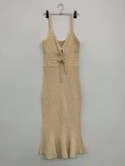U by SPICK&SPAN ユーバイスピックアンドスパン ワンピース F ベージュ コットン ニット 無地 リボン 袖なし ロング・マキシ丈 タイト フレア レディースのサムネイル