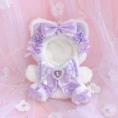 ♡ 16cm ぬい服 おすわり ピンク×紫ねこ ギンガムチェック にじぬい