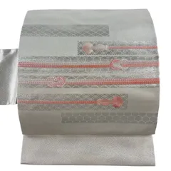 【美品】 名古屋帯 優品 帯締め 箔 銀色 正絹 【中古】のサムネイル