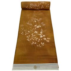 袋帯 秀品 蜀江華文 草花 金彩 螺鈿 銀色 お太鼓柄 正絹 【中古