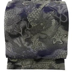 【美品】 袋帯 逸品 落款 新佐波理 雲龍図友 箔 青紫 六通 正絹 【中古】のサムネイル