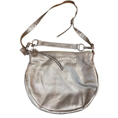 COACH】コーチ メタリックシルバー 本革 レザーショルダーバッグ 
