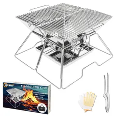 【特価商品】CARBABY バーベキューコンロ 焚き火台 アウトドアコンロ 折りたたみ BBQコンロ １台2役 2-4人用 灰受けケース付き 収納袋付のサムネイル