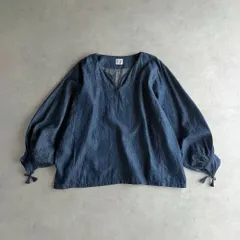 orSlow オアスロウ / COTTON LINEN DENIM PULLOVER SHIRTS コットンリネンデニムプルオーバーシャツ / レディース F / インディゴ / 日本製 / 綿麻 ブラウス / トップスのサムネイル