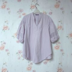 美品 セオリー リネン カットワークレース Vネック ブラウス ホワイト