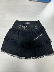 00s mad punks スカル チェーン 装飾 レース フリル スカート 黒