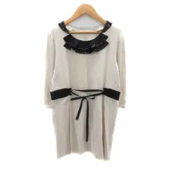 トゥービーシック TO BE CHIC ワンピース ミニ丈 七分袖 スパンコール 3 ライトベージュ 黒 ブラック /YK35のサムネイル