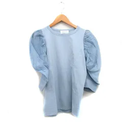 アダムエロペ Adam et Rope' カットソー Tシャツ パフスリーブ 七分袖 コットン シンプル F ブルー 青 /KT14
