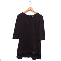 トゥービーシック TO BE CHIC フレア ワンピース ミニ フリル レース ボートネック 七分袖 44 茶 ブラウン /NT5のサムネイル