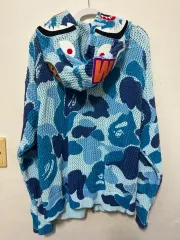 A BATHING APE アベイシングエイプ シャーク カモフラージュ ウール ニット ブルーのサムネイル
