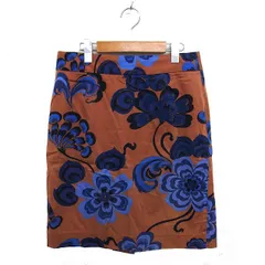 ジェイクルー J.CREW タイト スカート ひざ丈 花柄 コットン 綿 スリット 8 茶 ブラウン /NT16のサムネイル