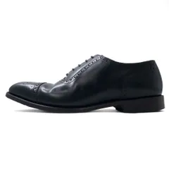 Loake 英国製 メダリオン ストレートチップ ドレスシューズ 27.5cm ブラック カーフレザー セミブローグ グッドイヤーウェルト製法 STRAND 706408 イングランド製のサムネイル