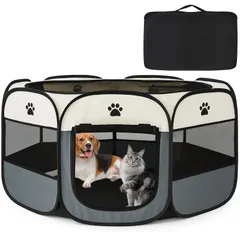 ペットサークル 折畳み 犬 サークル 室内 114cm*114*58cm 猫 サークル 大型 八角形 ドッグハウス ペットサークル 屋根付き アウトドア 防災 猫 犬 ケージ 犬 サークル 折り畳み 室内 屋外 キャンプ メッシュサークル 頑丈 出産室 大mtのサムネイル