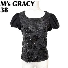 【美品】 M's GRACY パフスリーブトップス 38 黒 スパンコールのサムネイル