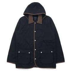 LANDS' END キルティングジャケット L ブラック ポリエステル フード着脱式 襟コーデュロイのサムネイル