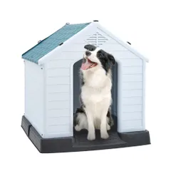 犬小屋 中小型犬用 犬舎 組立式 ペットハウス プラスチック製 防風 防雨 通気性 換気 さびない 組立簡単 洗えるド 家庭/テラス/裏庭/室内/屋外用mtのサムネイル
