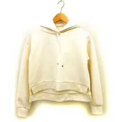 ミッシュマッシュ MISCH MASCH パーカー フーディ クロップド リブ ワイド バックロング 無地 長袖 M オフホワイト /NT7のサムネイル