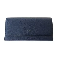 トッズ TOD'S 長財布 ウォレット フラップ レザー 紺 ネイビー ブラウン イエロー のサムネイル