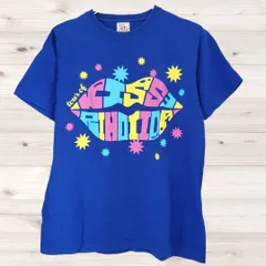 B2263 クロスステッチ CROSS & STITCH Tシャツ 半袖 カットソー(M) 青 プリント文字 綿 Uネック ノーカラーのサムネイル