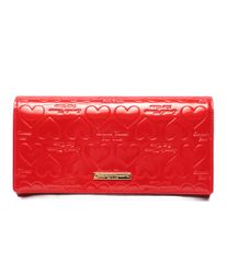 新品‼️LUCIANO VALENTINO 長財布 レッド カメリア型押し - メルカリ