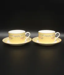 ティファニー カップ＆ソーサー 2客セット ペア ピンクチューリップ Tiffany & Co.