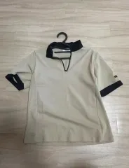 ゴルフウェア Amico ハーフジップ KARA 半袖Tシャツ ベージュのサムネイル