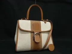 ■極美品■ DELVAUX デルヴォー ブリヨン キャンバス×レザー 2WAY ハンドバッグ ショルダー アイボリー系×ブラウン系 FB3607のサムネイル