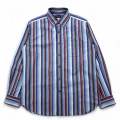 ZEPHYR ( D'URBAN ) マルチストライプ ボタンダウンシャツ XL ブルー イタリア製生地のサムネイル