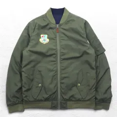 POLO RALPH LAUREN リバーシブル MA-1 フライトジャケット L カーキ ネイビー ポリエステル ワッペン スモールポニー刺繍 TALONジップのサムネイル