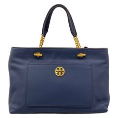【美品✨】トリーバーチ　2wayバッグ　チェーンハンドル　レザー　ネイビー ✨極美品✨トリーバーチ ブリテン 2way ショルダーバッグ ネイビー