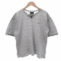 ダックス DAKS 美品 Tシャツ L グレー ストライプ柄 Vネック 半袖 /IL ■ECG004のサムネイル
