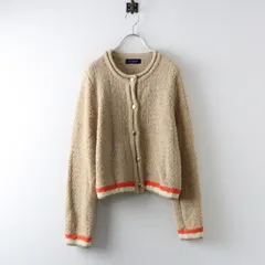 美品 ロイスクレヨン Lois CRAYON ミックスカラー ツイードノーカラーニットカーディガン M ベージュ┃ハオリ 羽織【2400014993721】のサムネイル