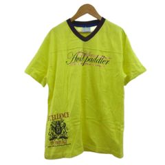 내츄럴 클로즈 스타일 NATURAL CLOTHES STYLE 태그 첨부 T셔츠 M 노랑 옐로우 V 넥 반소매 로고 프린트 컷소우/PP