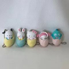 【新品・未開封】カプセルトイ　サンリオ　おくるみベイビーマスコット　ハローキティ　マイメロディ　ポチャッコ　ハンギョドン　チアリーチャムのサムネイル