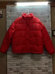 A【A3-96】◇  Levi's タグ表記サイズS ダウンジャケット　赤のサムネイル