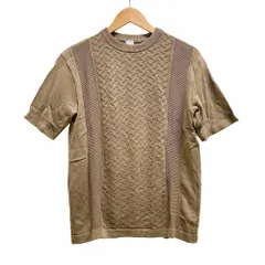 タケオキクチ TAKEO KIKUCHI ニット Tシャツ コットン 100% ヘリンボーン ジャガード 織り 切り替え クルーネック 半袖 2  茶 ブラウン /MZ ■ECD004のサムネイル