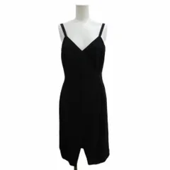 ジョルジオアルマーニ GIORGIO ARMANI ワンピース 絹 シルク 36 黒 ブラック Vネック ノースリーブ ラップデザイン 膝丈 /PP ■GY18のサムネイル