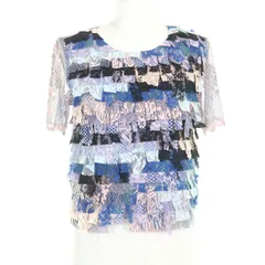 極美品◇CHANEL シャネル P53043 ココマーク金具付き 花柄レース 半袖 トップス ピンクベージュ ブルー マルチ 34 イタリア製 レディースのサムネイル