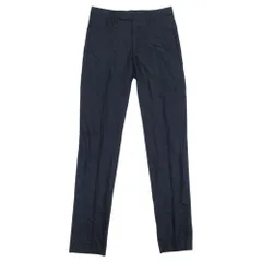 未使用 DIOR ディオール ノータック スラックス パンツ サマーウール カシミヤ テーパードパンツ トラウザー 44C 紺 ネイビー メンズ 古着 中古 USEDのサムネイル