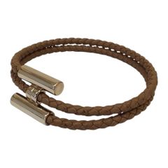 美品✨HERMES エルメス ブルー 編み込みレザー ブレスレット　トーテム 美品✨HERMES エルメス ブルー 編み込みレザー ブレスレット トーテム