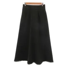 グリーンレーベルリラクシング ユナイテッドアローズ green label relaxing スカート 36 黒 ブラック 無地 フレアシルエット 切りっぱなし裾 /SC ■ECF004