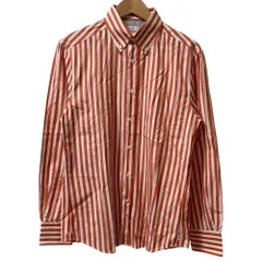美品 BRUNELLO CUCINELLI ブルネロクチネリ ストライプ柄 BD ロングスリーブシャツ SLIM FIT サイズM ホワイト オレンジ系 メンズ 古着 中古 USEDのサムネイル