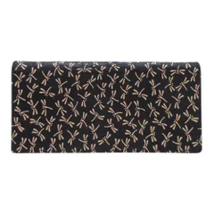 良品 no brand ノーブランド 印傳屋 印伝屋 JRA 鹿革 ディアスキン 長財布 二つ折り レザー ウォレット トンボ 小銭入れ有 黒地×白漆 レディース 古着 中古 USEDのサムネイル