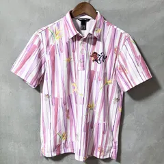 ZOY ゾーイ MENS ポリエステル どんぶらこ ストライプ プリント 半袖 ポロシャツ size.1001 (S) ピンク ゴルフウェア 定価 ?23,100のサムネイル