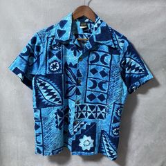 レア】60s アロハシャツ ヴィンテージ コットン 幾何学模様 50s USA