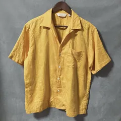 The Stylist Japan スタイリストジャパン コットン ジャガード 光沢 ペイズリー柄 ループ留め オープンカラー 半袖 シャツ size.S イエローのサムネイル