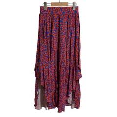 美品 DOUBLE STANDARD CLOTHING ダブルスタンダードクロージング パプリカプリント スカート サイズ36 レッド ブルー レディース 古着 中古 USEDのサムネイル